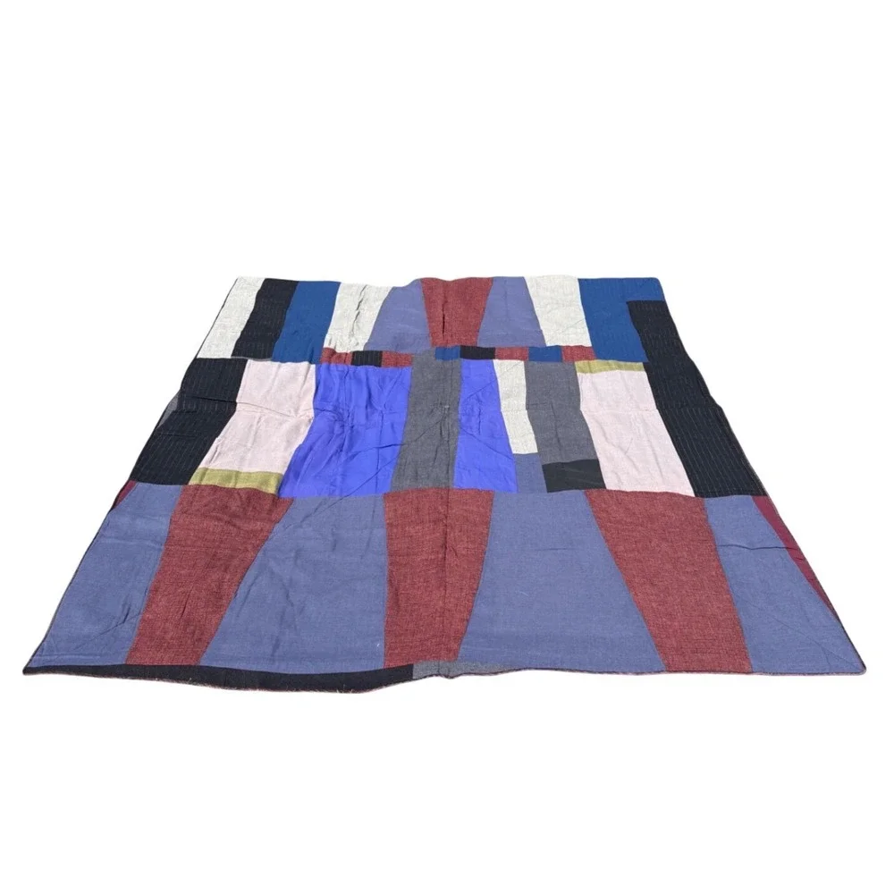 Unbranded Patchwork Quilt Unisex 77x64 Multicolor Good Reversible Wool Blend